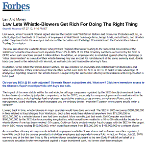 New Law - Lets SEC Whistle-Blowers Get Rich For Doing The Right Thing